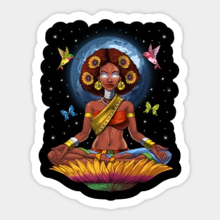 African Woman Hippie Yoga Sticker